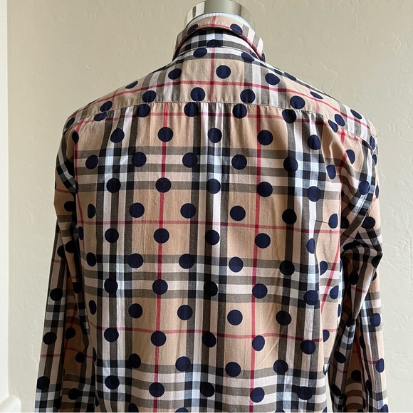 NWOT! Burberry Polka Dot Nova Plaid Button Down Shirt S/P  $850 - Picture 11 of 14